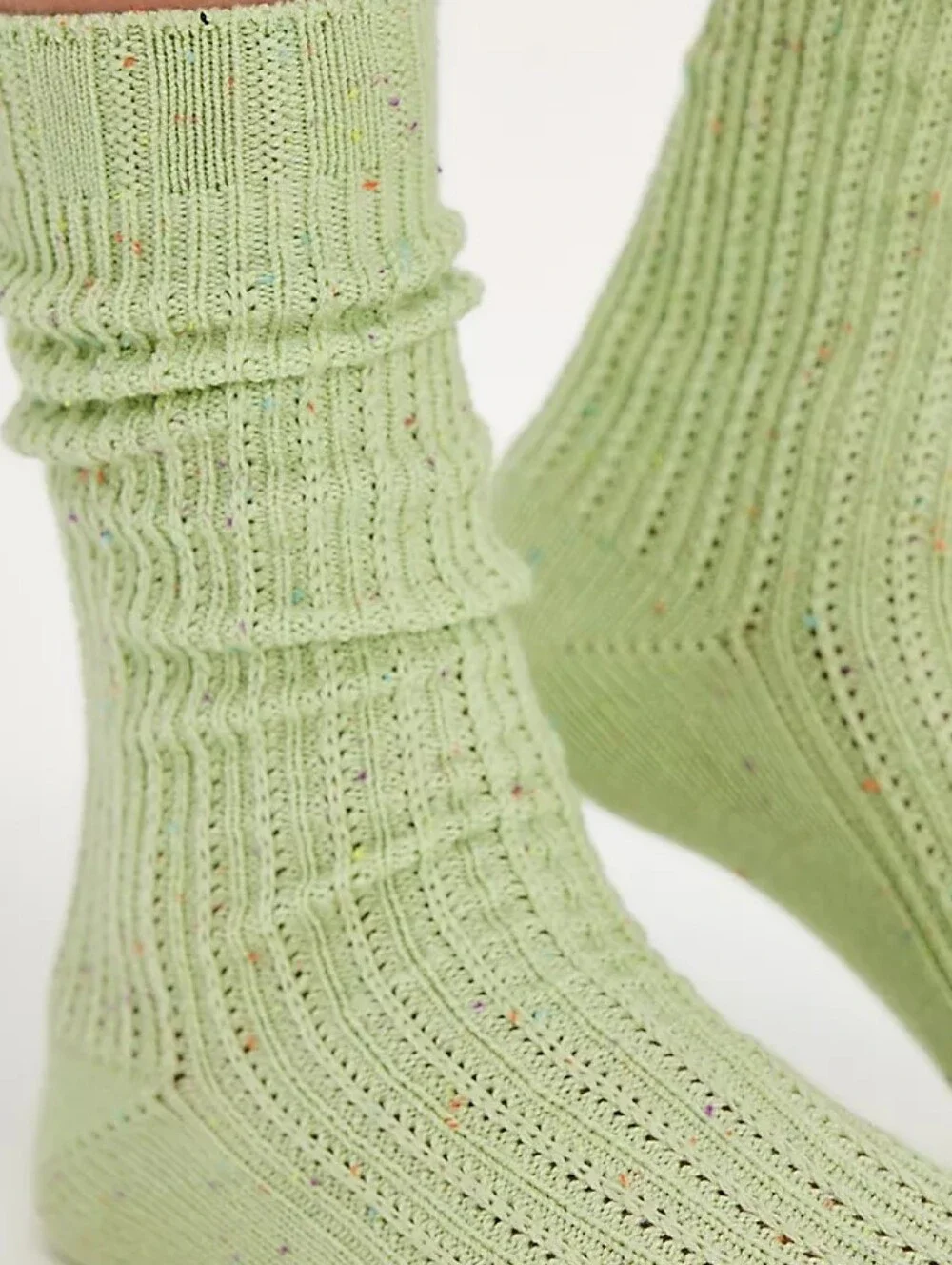 🪷❣️NWT Free People Meadow Breeze Confetti Socks In Kiwi, One Size🌙